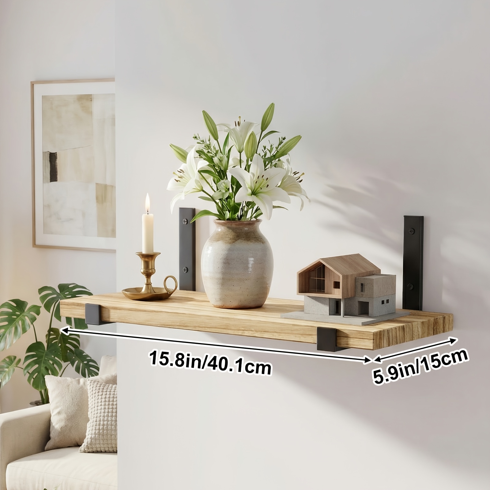 practical TOMNK 10pcs Floating Shelves for Wall, 15.8*5.9in, Wall Shelves for Bedroom, Kitchen, Bathroom Decor, Book Shelves for Living Room, Place Small Plants, Trophies, Collectibles, Books, Photos, Suitable for Home Decoration And Christmas Decoration 3 practical TOMNK 10pcs Floating Shelves for Wall, 15.8*5.9in, Wall Shelves for Bedroom, Kitchen, Bathroom Decor, Book Shelves for Living Room, Place Small Plants, Trophies, Collectibles, Books, Photos, Suitable for Home Decoration And Christmas Decoration - Image 3