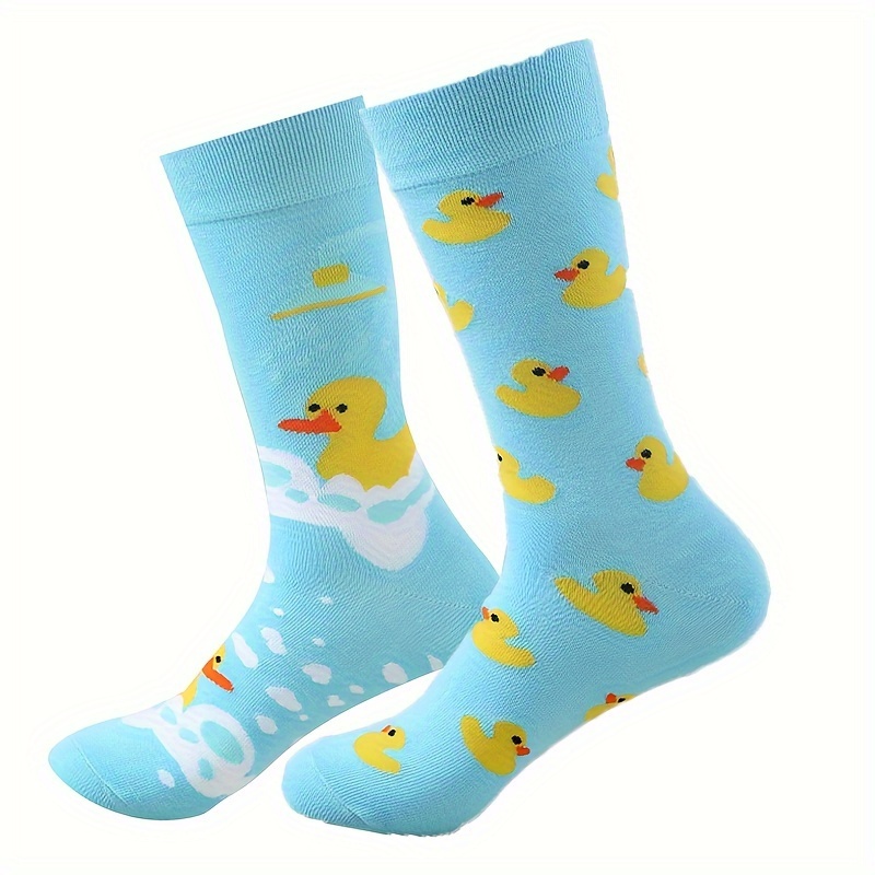 

Cartoon Duck Pattern Socks, Cute & Novelty Breathable Mid Tube Socks, Women's Stockings & Hosiery For Fall