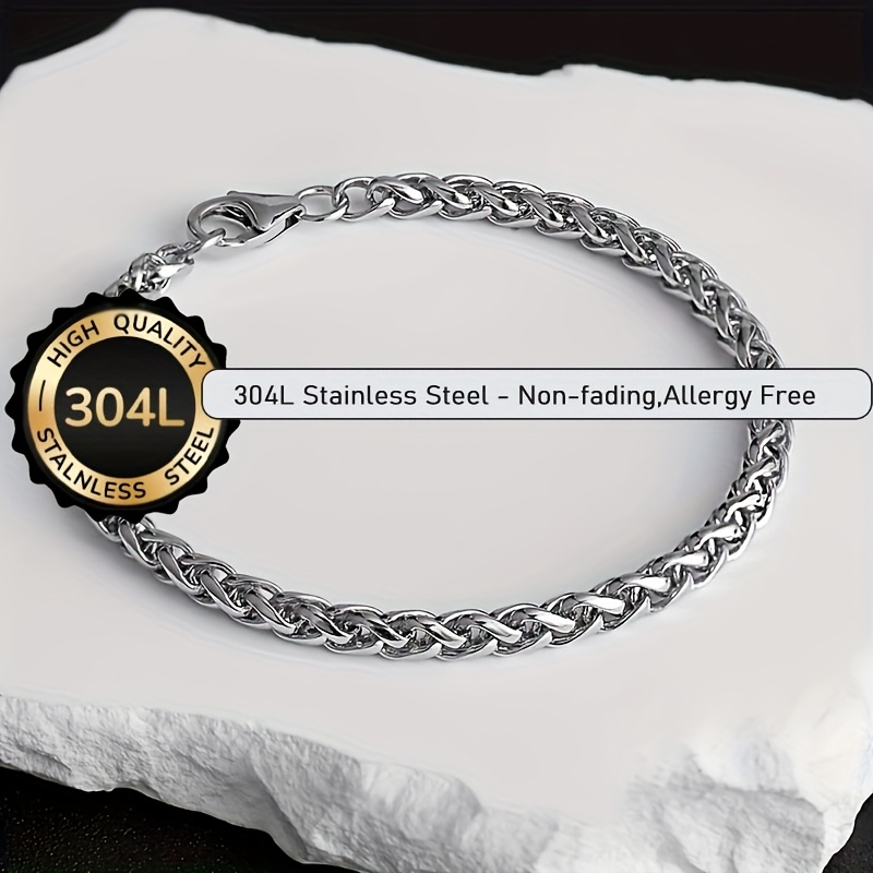 1pc Y2k Stylish High Quality 4mm 304l Stainless Bone Bracelet - Durable, Non-tarnish, Hypoallergenic Jewelry, Ideal Gift For Men And Women