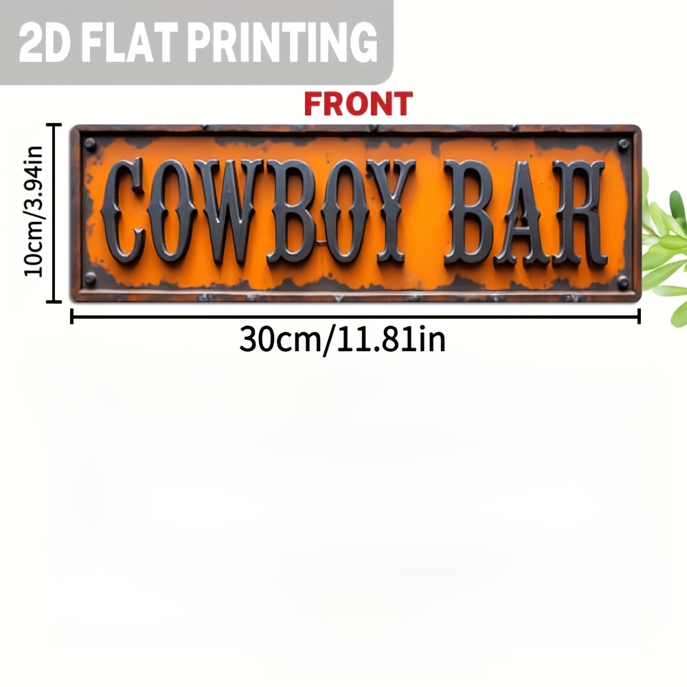 TEMU 2d Flat, 2d Flat 2d Flat, 1pc Rustic Cowboy Bar Wooden Wall Sign - Vintage Western Decor With Distressed Font, , No Electricity Required.