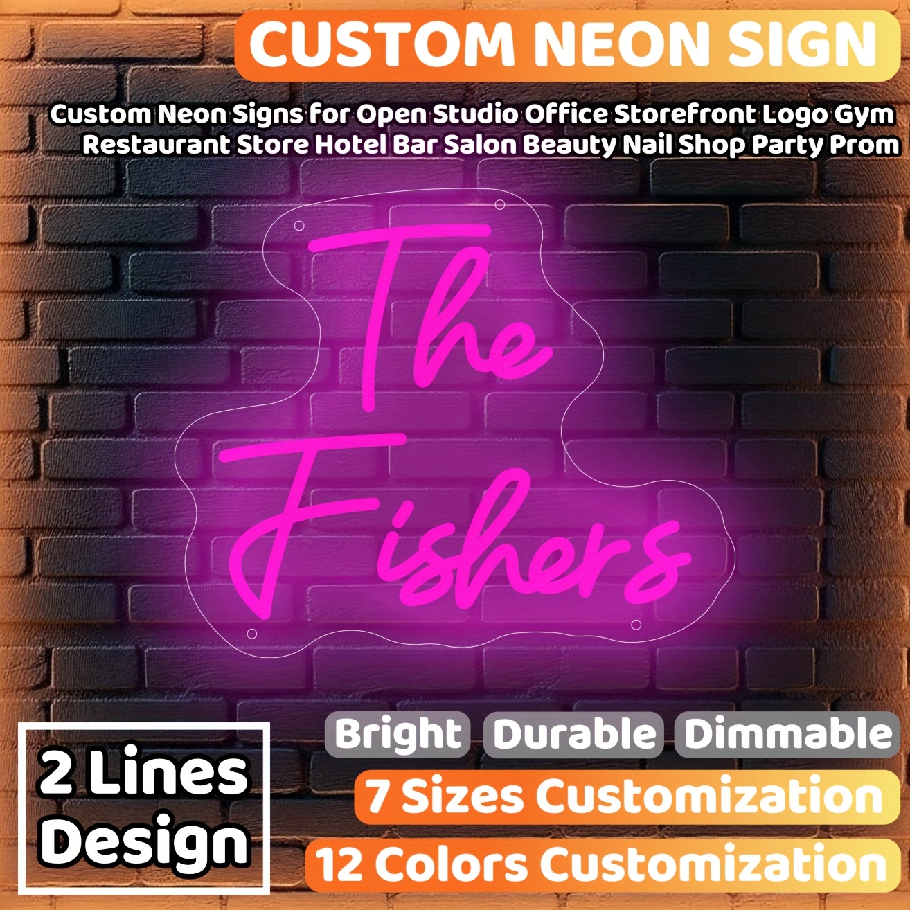 TEMU Custom Business Neon Sign, [] Neon Lights Professional Customized, Signs Personalized For Office Storefront Logo Gym Nail Shop Party Prom