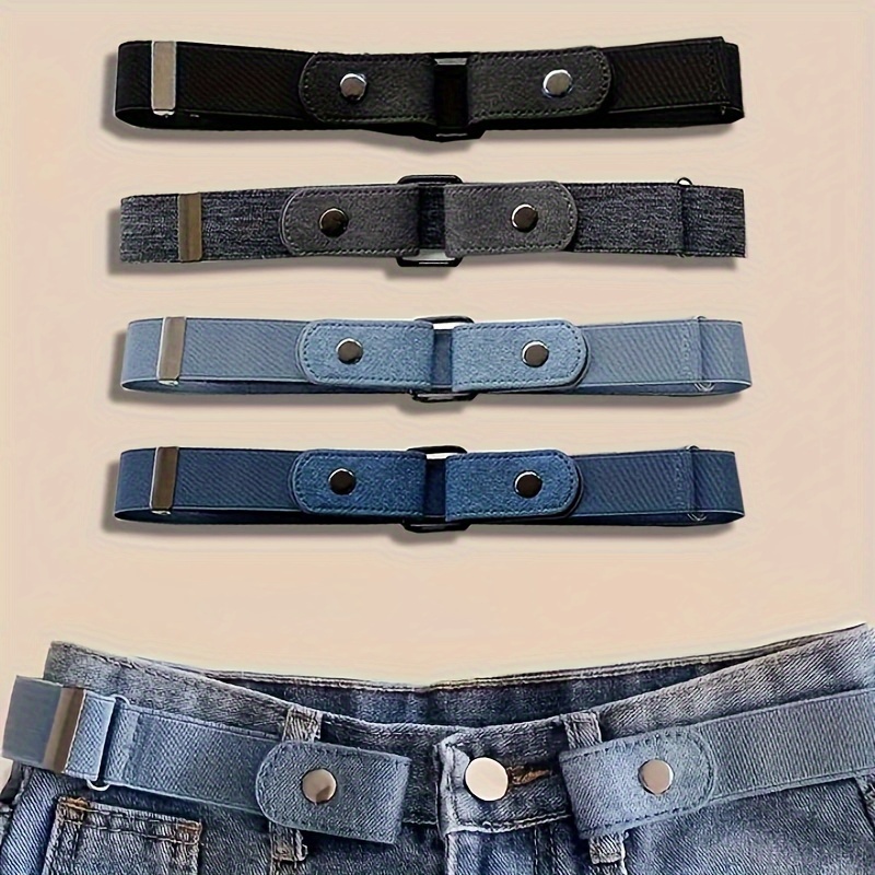 

4pcs Canvas Belt Set - Invisible, No-show Waistbands For Casual & Formal Wear, Vintage Style