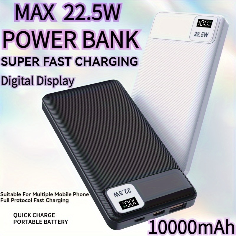 

22.5 W Super Charging Led Display 10000mah Display Portable Bidirectional Charging/ Usb/ -c/ , Suitable For Iphone/ Electronic Devices, , , The For .