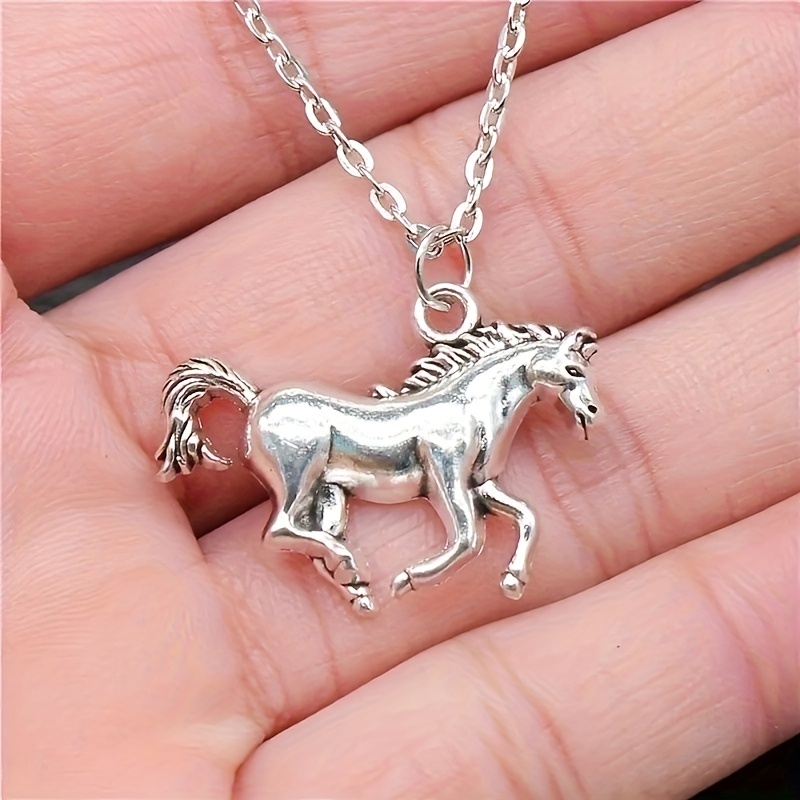 1pc Alloy Running Horse Pendant Necklace - Cute And , Fashionable Unicorn Design For Men And Women, Ideal For Daily Wear Or Gifting, Unicorn Birthday Party Supplies
