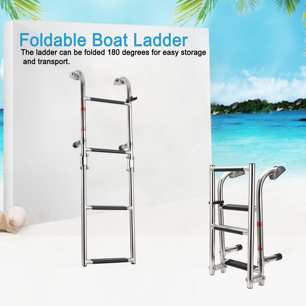   boarding ladder stainless steel 180 foldable boat ladder with   swim deck ladder   load capacity 408kg silvery boat ladder parts pool ladders for above ground pool   ladder watercraft access wide step ladder foldable design   build rustresistant material swimming pool ladder marine access ladder pool owners marine enthusiasts