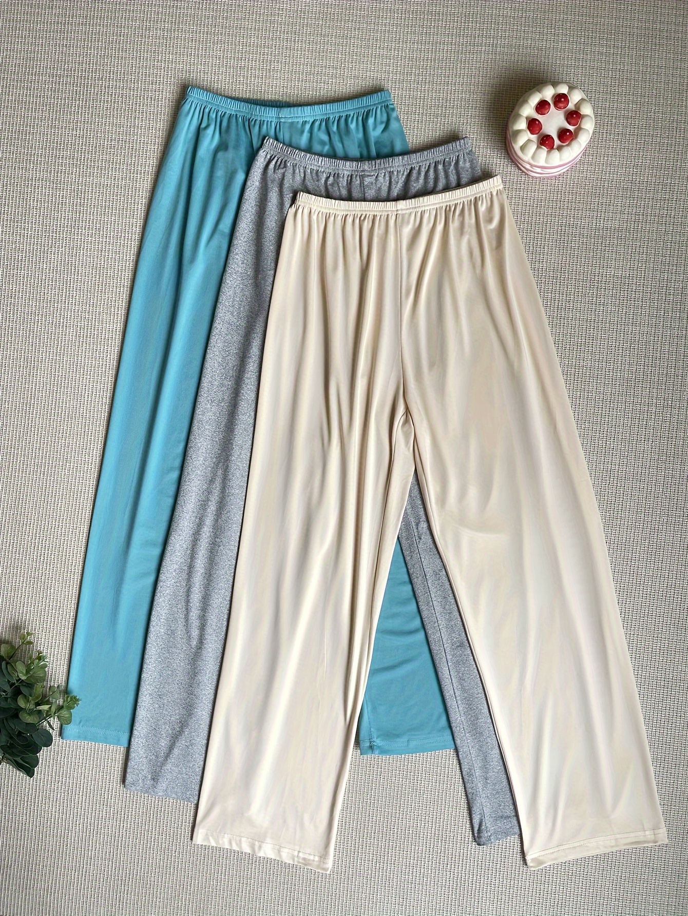 women's casual three pairs solid color long - Temu