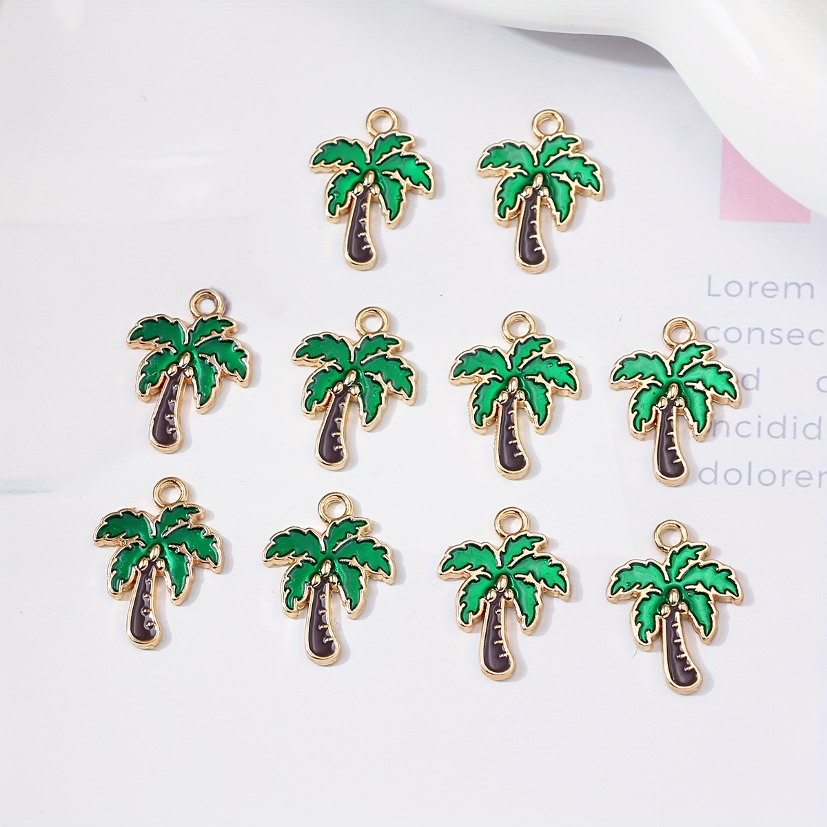 

10pcs Zinc Alloy Tree Charms, Tropical Pendant Accessories For , Necklace, Earrings, Keychain Crafting