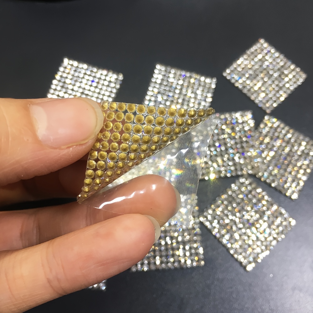 10pcs Self-Adhesive Square Shape Rhinestone Decals for DIY