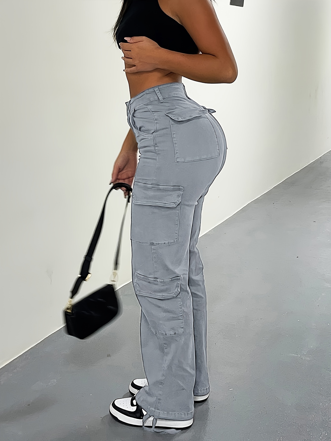 Baggy Pants For Girls 10-12 Girls' Baggy Cargo Jeans High Waist