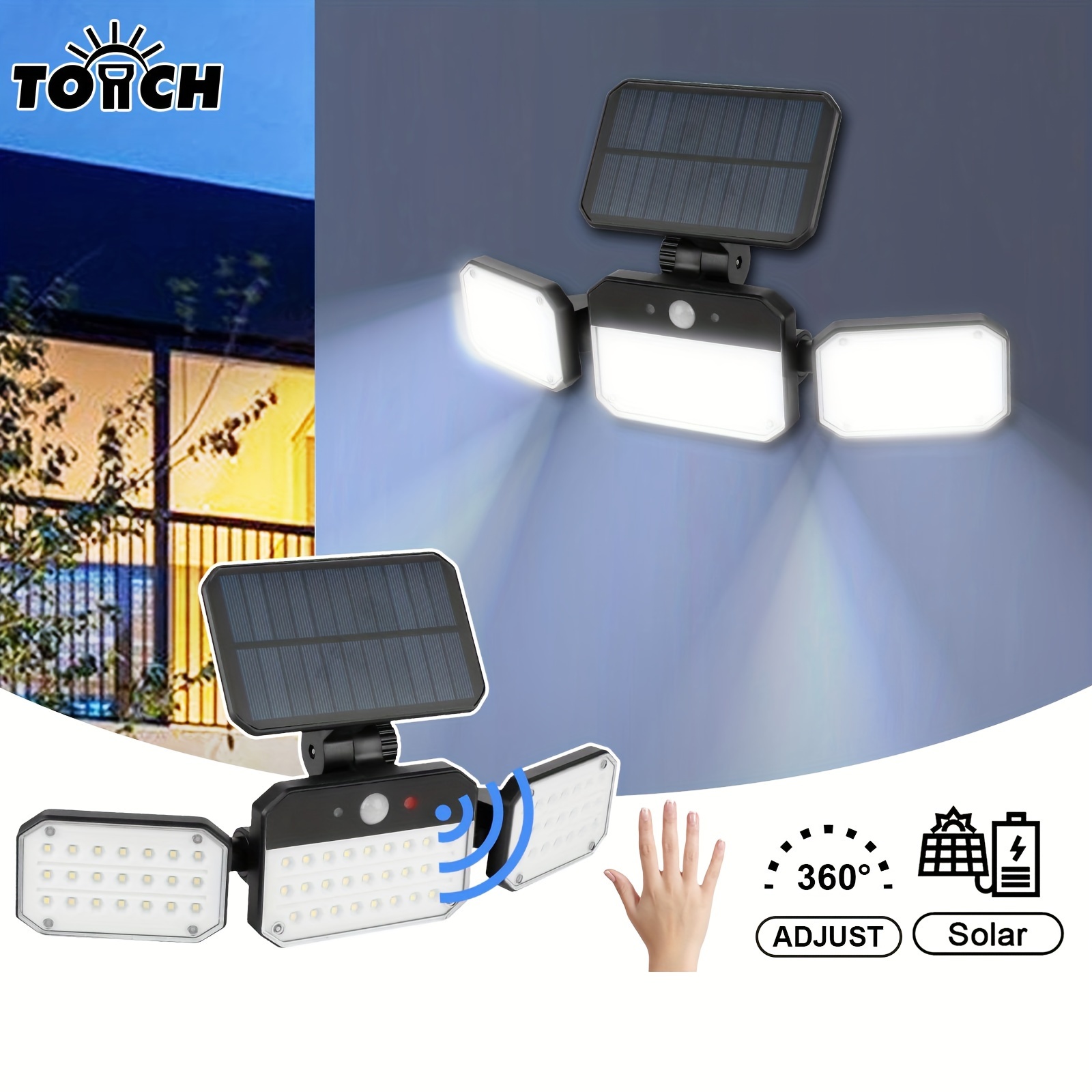 220LEDs Luz Solar Exterior Cuatro Lados Con Sensor De - Temu