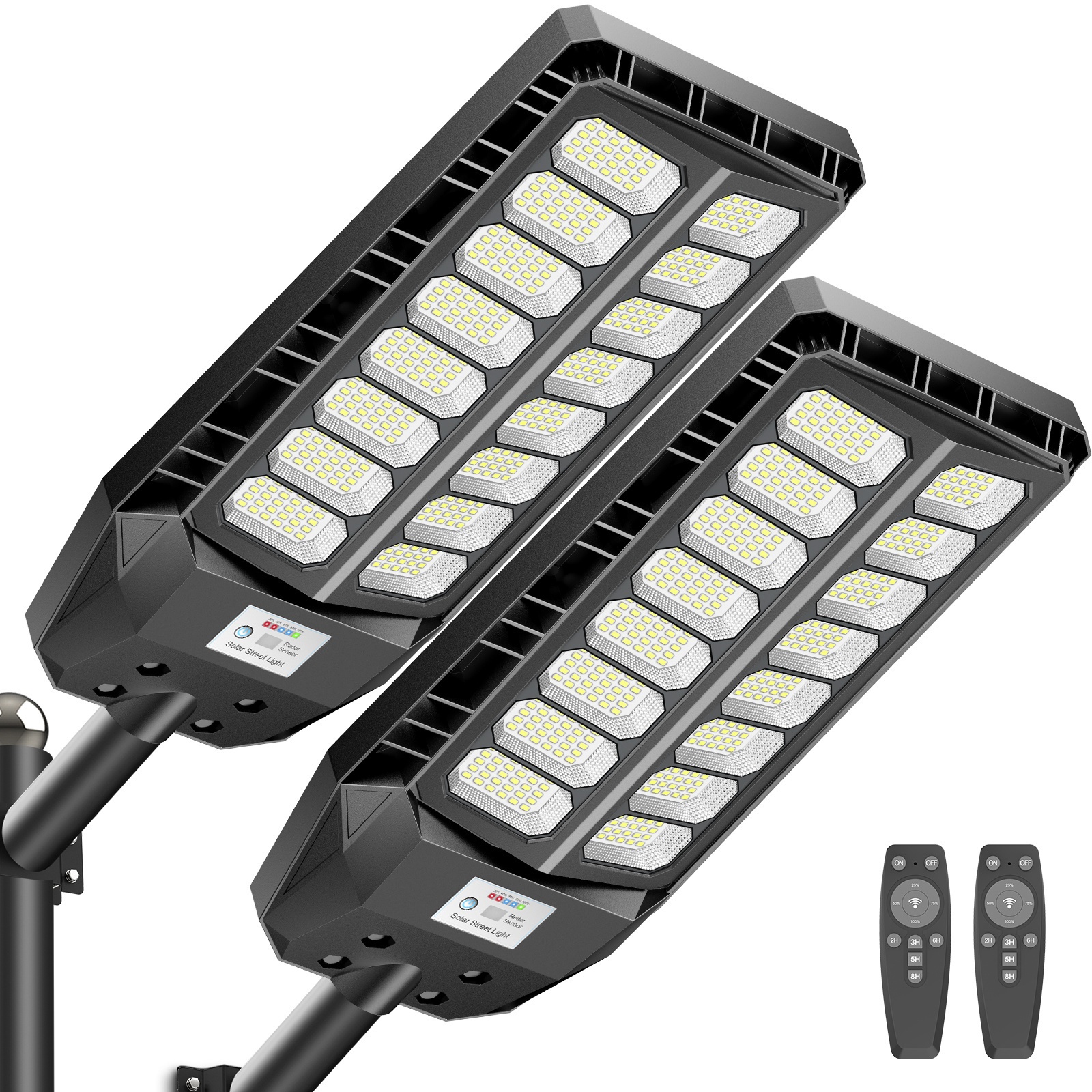 TEMU Adewalk Lot de 1/2 pièces Lampadaire Solaire d'Extérieur, Lampe de Rue à Énergie Solaire, du à l', avec Détecteur de Mouvement, Lampe LED à ,