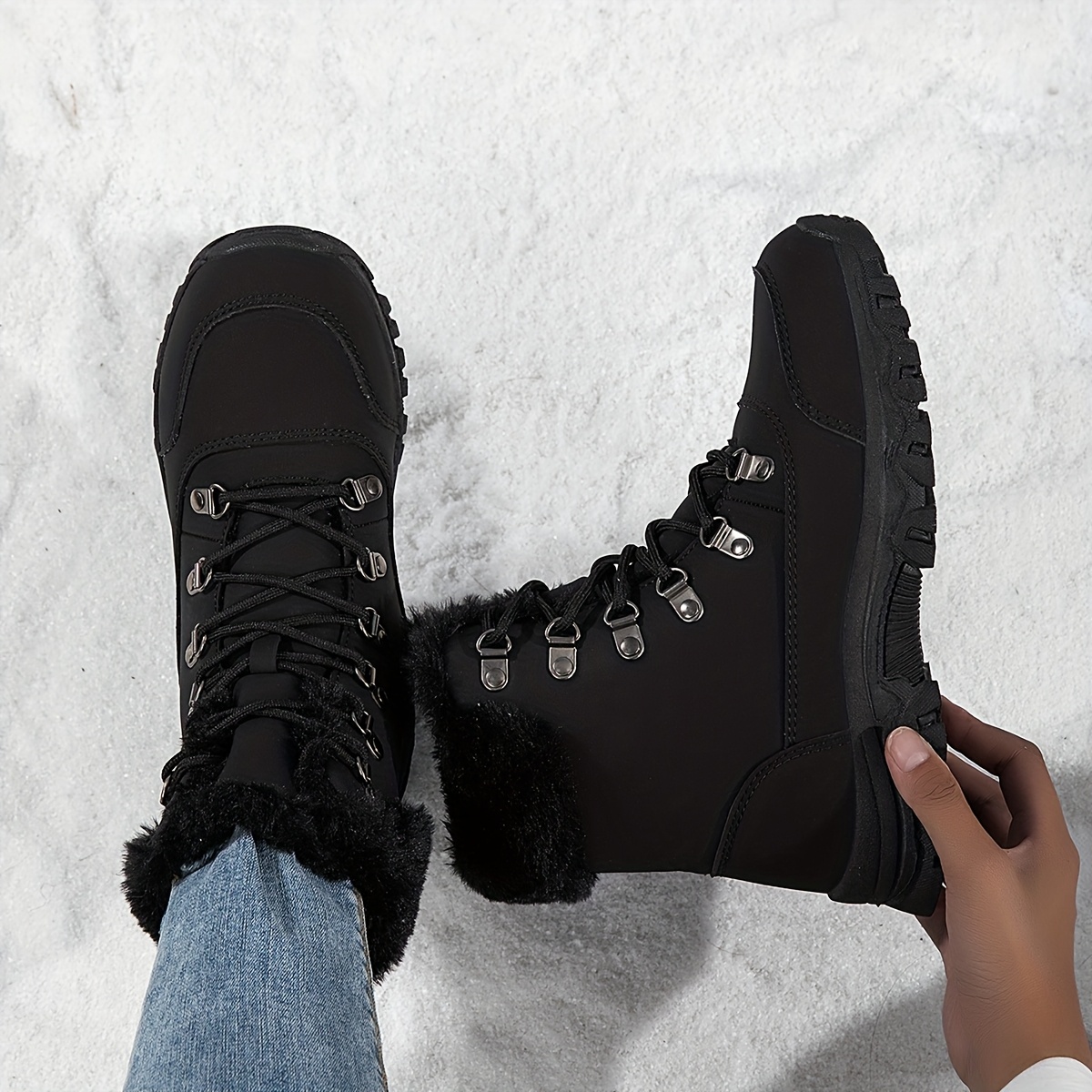womens winter warm plush snow boots with anti slip tpr sole suitable for outdoor round toe upper soft inner for   traction cozy weather footwear for daily use activities Product details 16