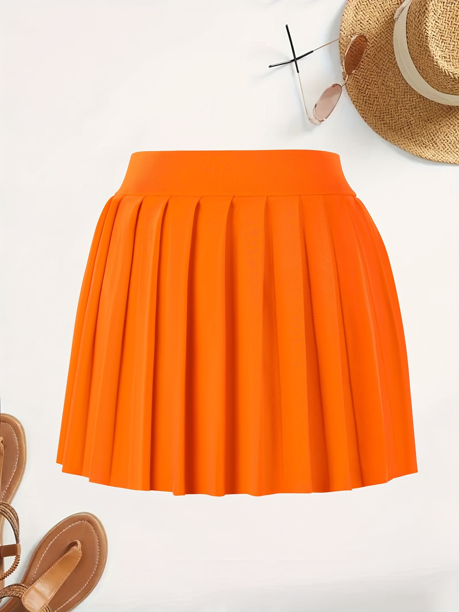 womens high waist pleated mini skirt solid color green Temu