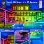 100ft lights and7 led lights christmas lights outdoor 44key remote and app control color changing with music sync timing function for indoor and outdoor walls railings pools roof decorations