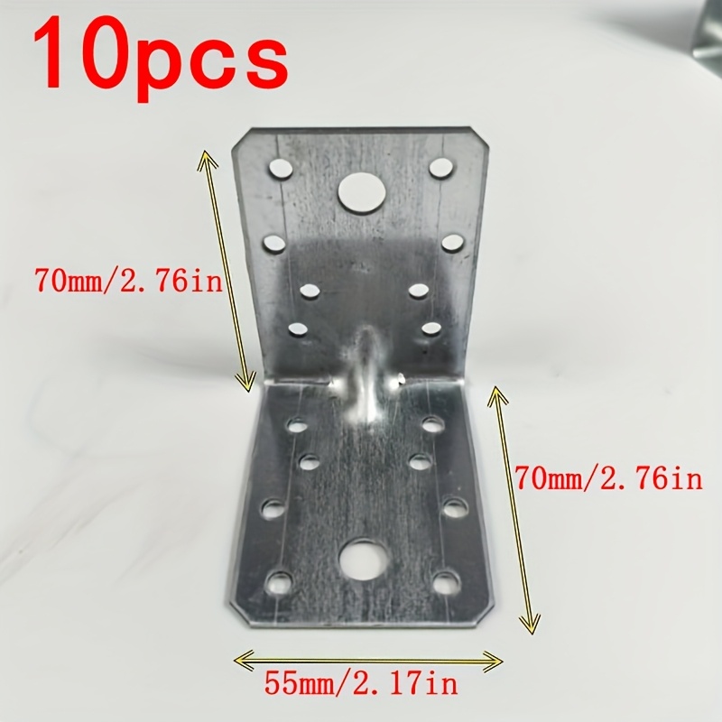 E-shop 10 Hochwertige verzinkte Eckwinkelhalterungen, 70x70x55mm/40x40x40mm Metall-Eckstützen, Wandstärke 1,8mm, L-förmiger Rahmen. Geeignet für