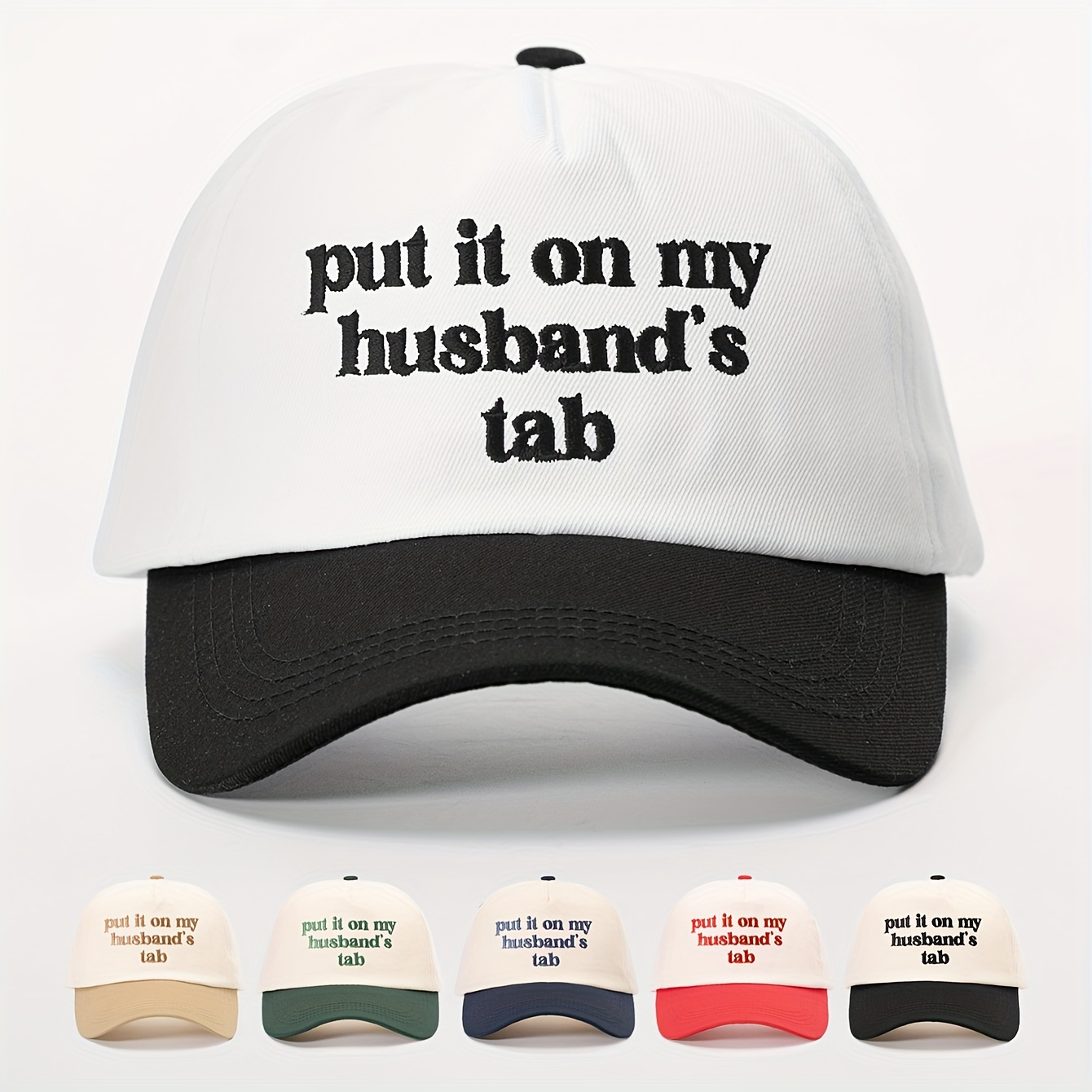 

[1pc Funny Embroidered Baseball Cap] 1pc Embroidered " My Husband's Tab" Baseball Cap, Unisex Adjustable Breathable Polyester Trucker Hat, Lightweight Y2k Fashion Sun Cap For Women And Men, New Year's