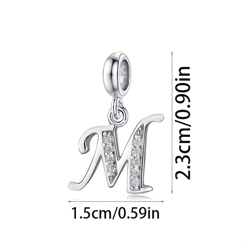 Image of 1pc - Easy And Fashionable Silvery Gray 26-letter Pendant Charm, For Bracelet Necklace Making, Daily Matching With Decorative Additions