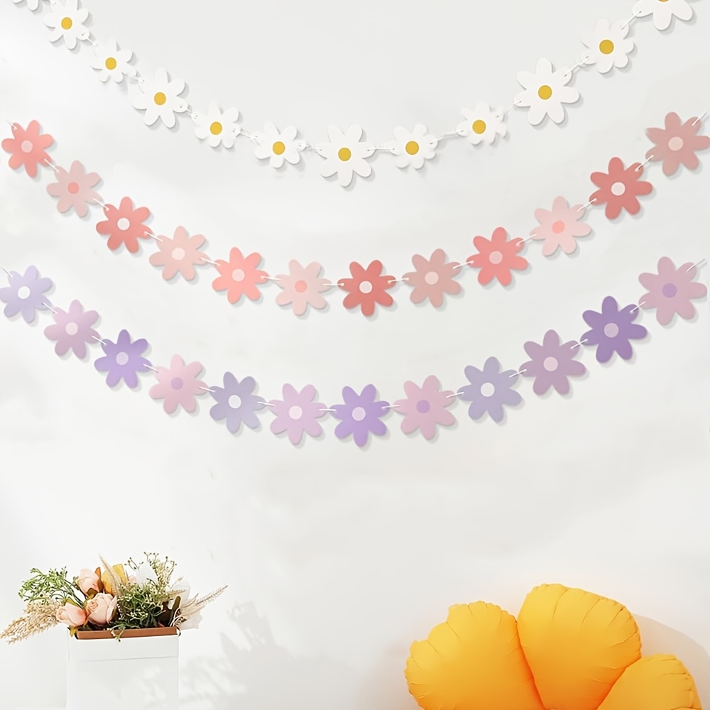 

Daisy Garland Banner - Paper Cutouts For Indoor/outdoor Parties, Showers & Birthdays