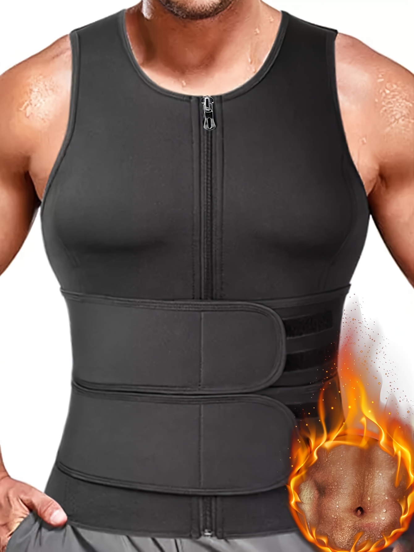 item picture mens sauna suit waist trainer neoprene sports vest with adjustable waist cinching belt