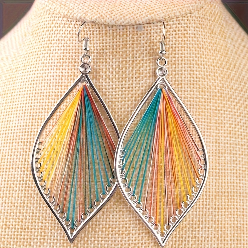 Bohemian Leaf Drop Earrings - Vintage Colored Dangle Earrings For Women