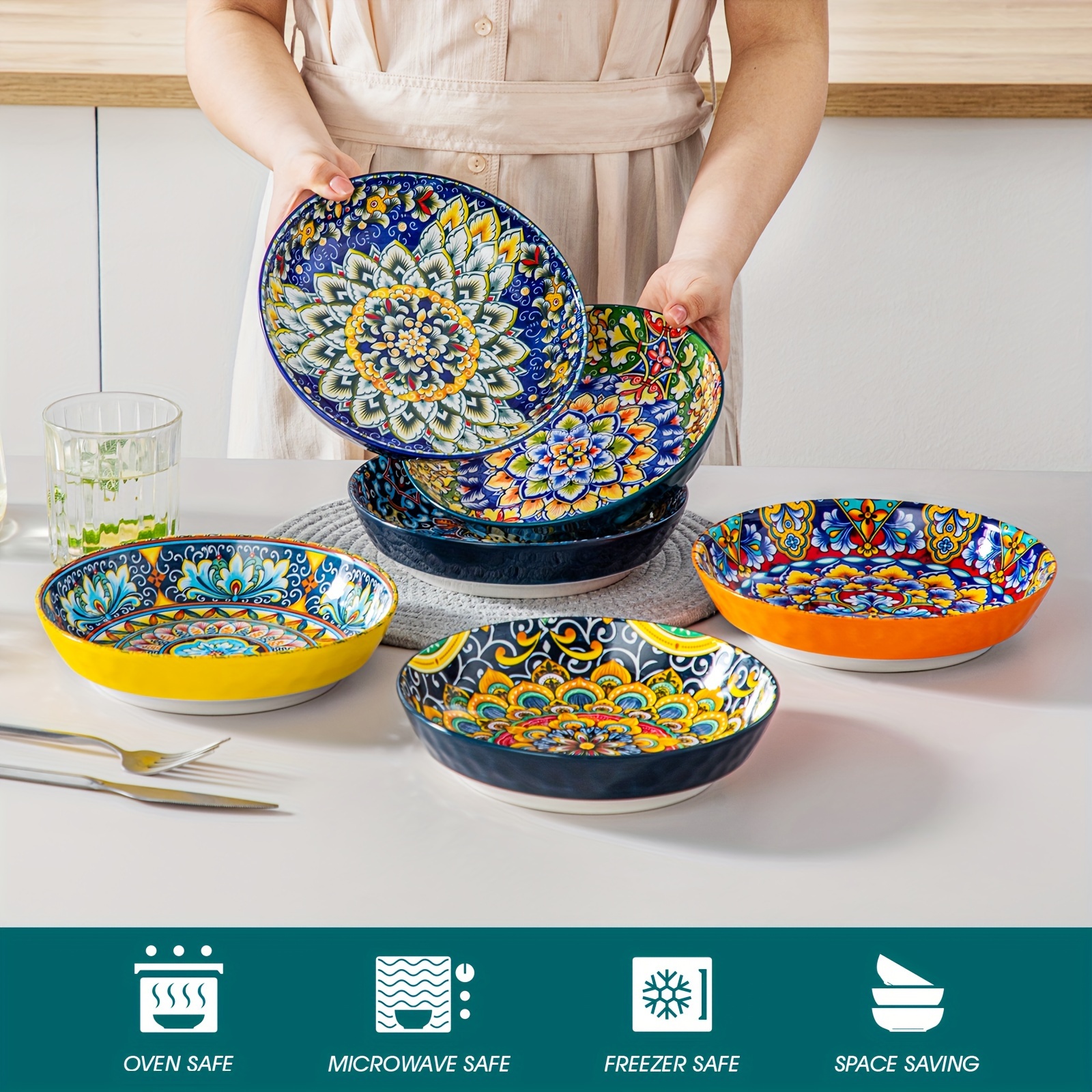 pieces porcelain boho style 950 ml large salad Temu Poland