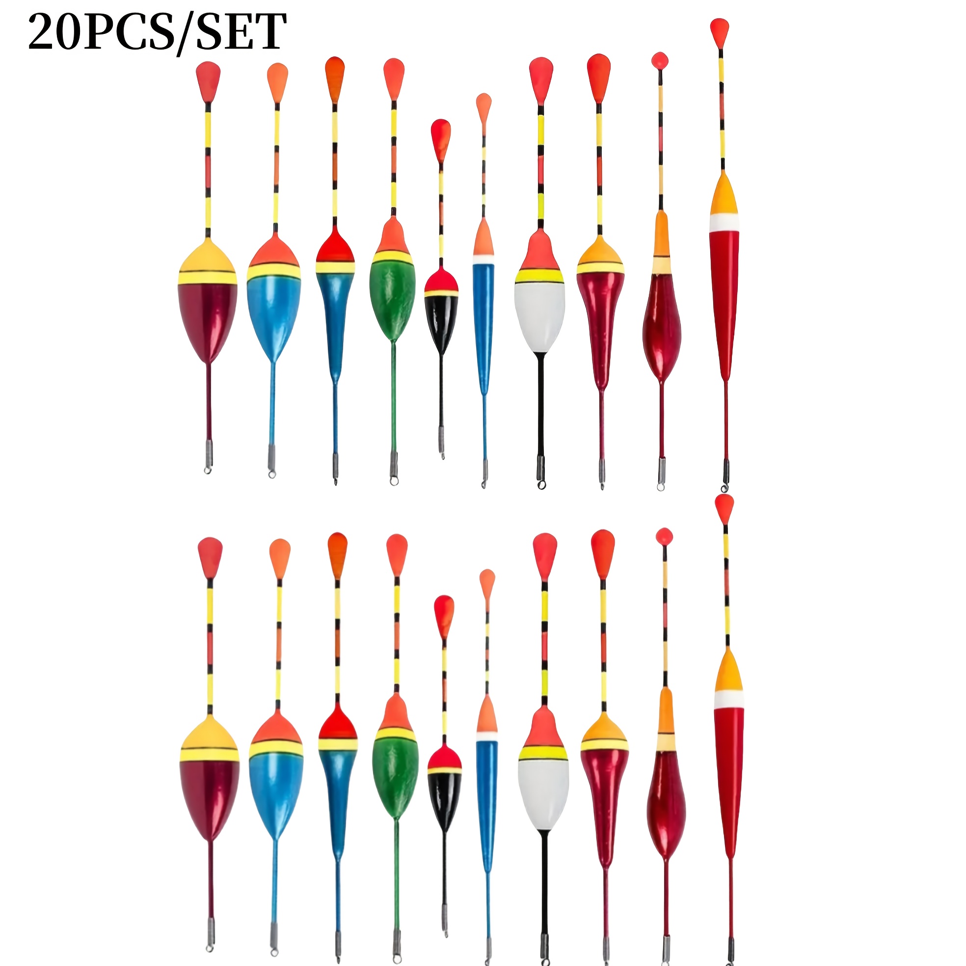 20pcs Mixed Size Fishing Floats, Suitable For Freshwater And Saltwater