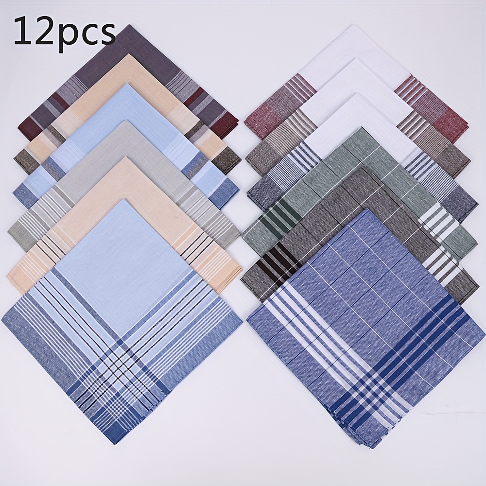 Image of 12 Pack Gents Hankies For Women Men's Handkerchiefs 100% Cotton Handkerchief With Check
