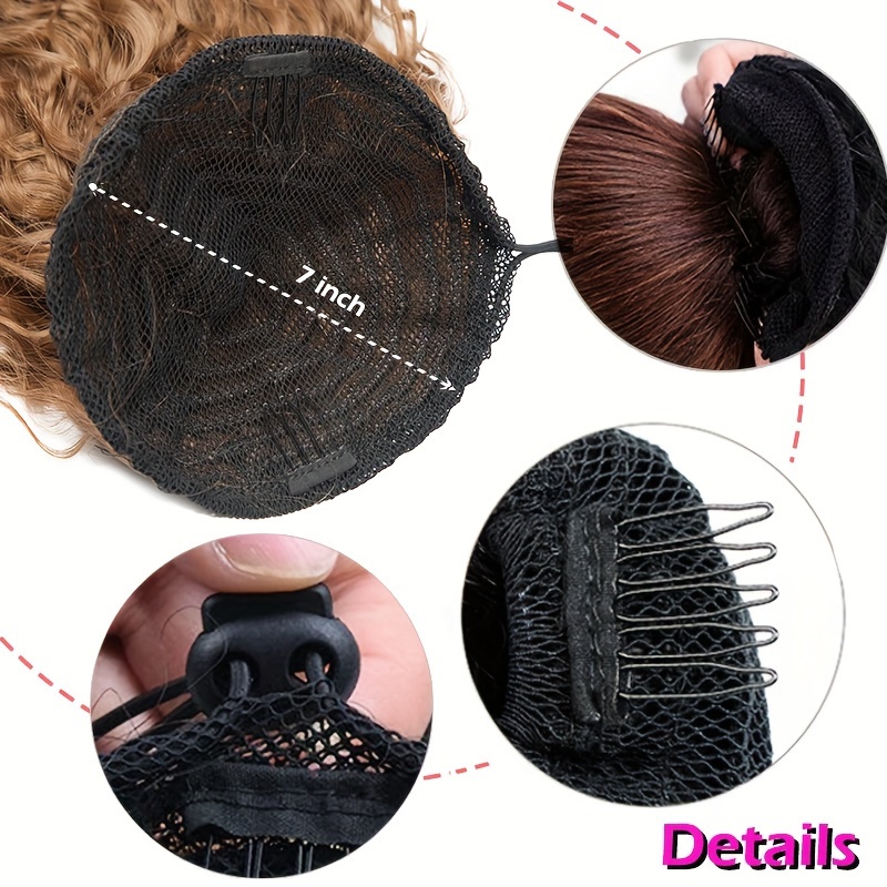 18inch 45cm long   corn wave ponytail hair extension synthetic drawstring afro curly wavy pony tail wrap around pony tails clip in hairpieces layered hairpiece   blonde highlight for women daily party halloween christmas use details 3