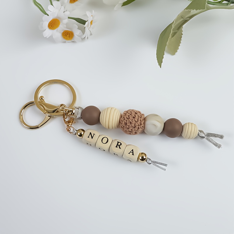 Custom Letter Beaded Keychain - Options, Personalized Silicone Accessory For Bags & Clothes, Unique Gift For Mother's Day