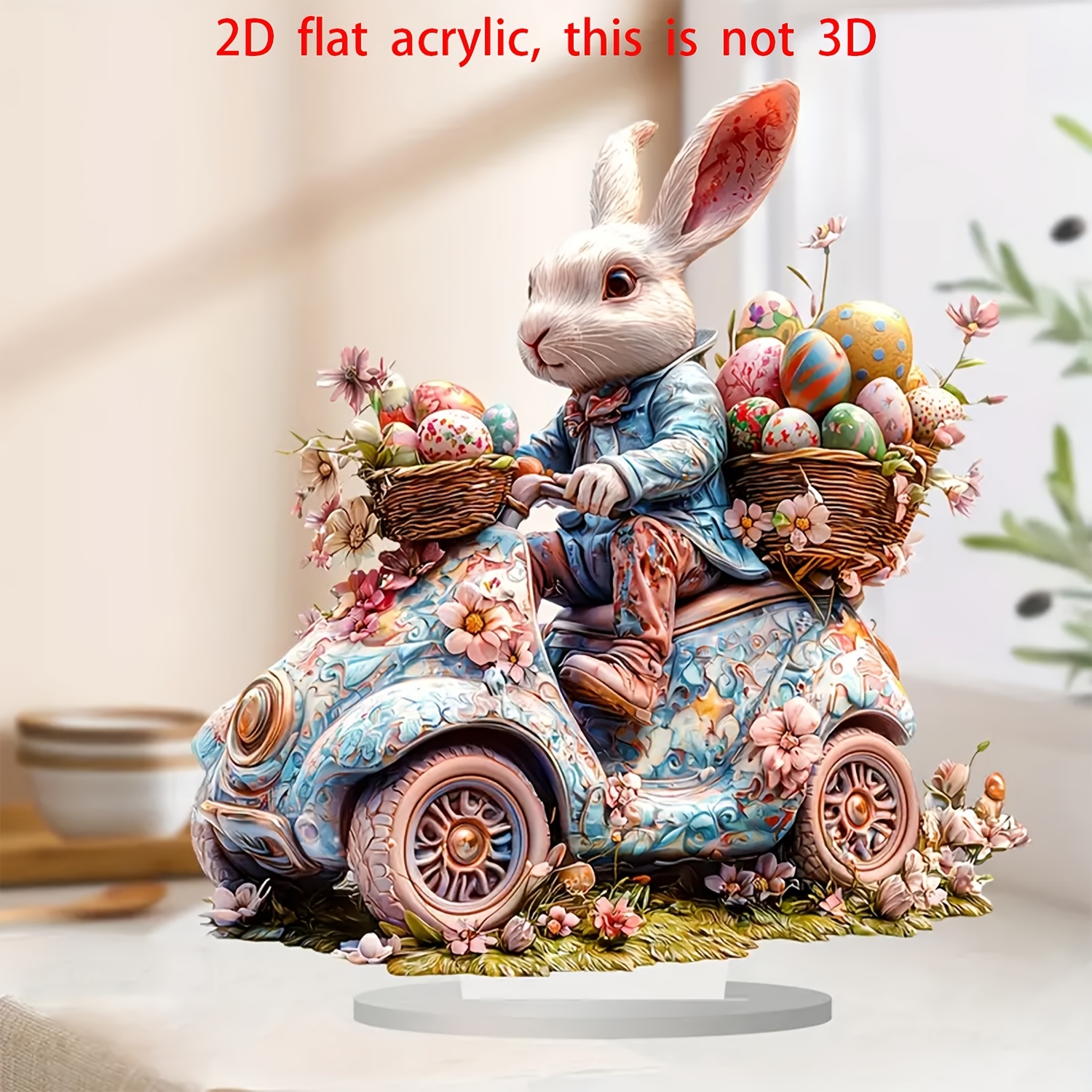 

2d Flat, 1pc Classic Easter Bunny Acrylic Tabletop Decor, Multipurpose Animal-themed Desk Ornament, Ideal For Home, Office, Cafe - , Ideal Gift For Holidays & Birthdays