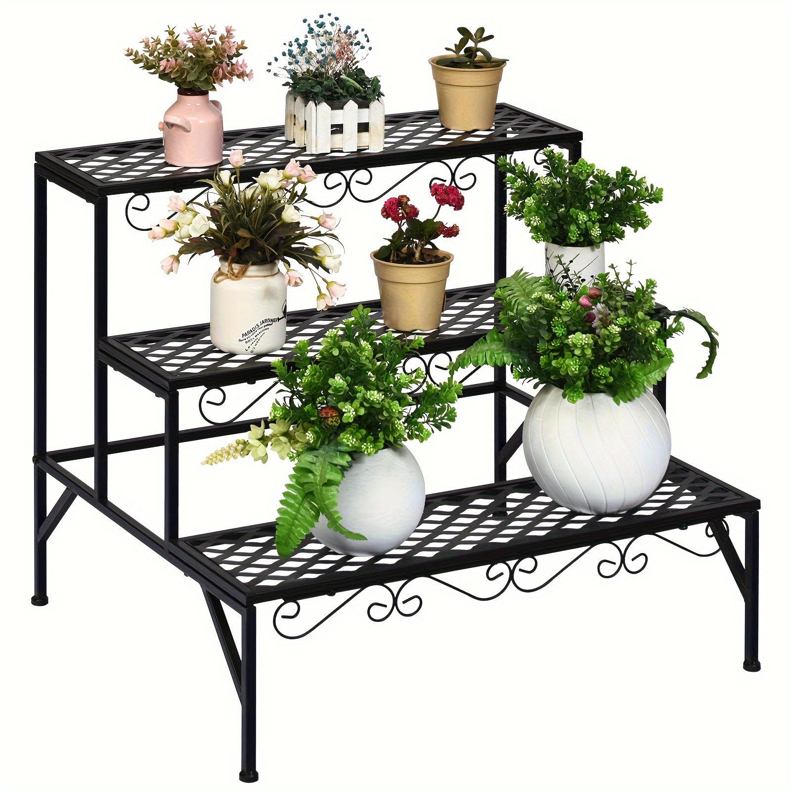 

Costway 3 Tiers Metal Plant Stand Ladder Flower Pot Rack Decorative Planter Holder