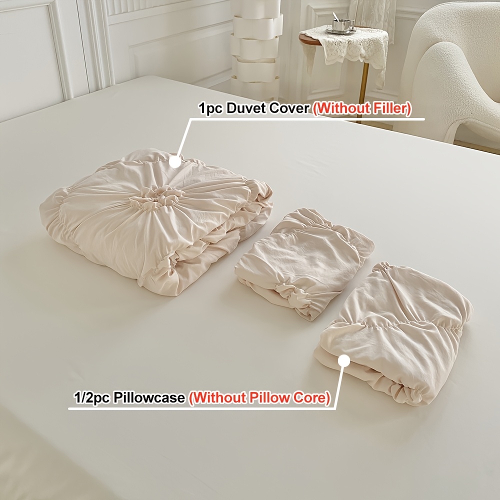 Floral Duvet Cover 2/3pcs Set (1 Duvet Cover And 1/2 Pillowcases), Pleated Floral Design, Easy Fashion, All-Season Bedroom Bedding, with Zipper And Corner Straps, Suitable for Women And Men