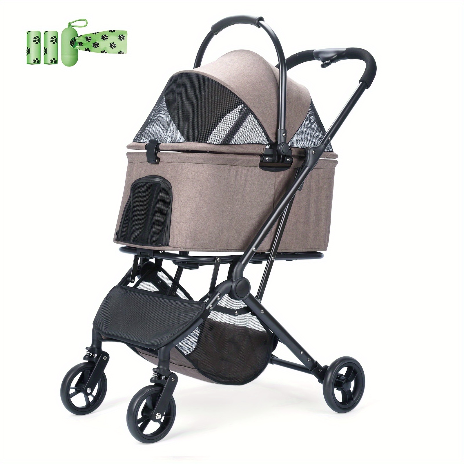 Image of 3 In 1 Dog Stroller, Upgraded Frame, Cat Stroller Up To 44lbs Pet Stroller With Dog Poop Bags & Dispenser, Entry, Storage Basket & Pouch For Small Dogs