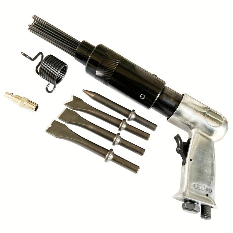 Powertime Online 150mm Air Hammer Drill Gun Kit - 4 Chisels & Needle Descaler