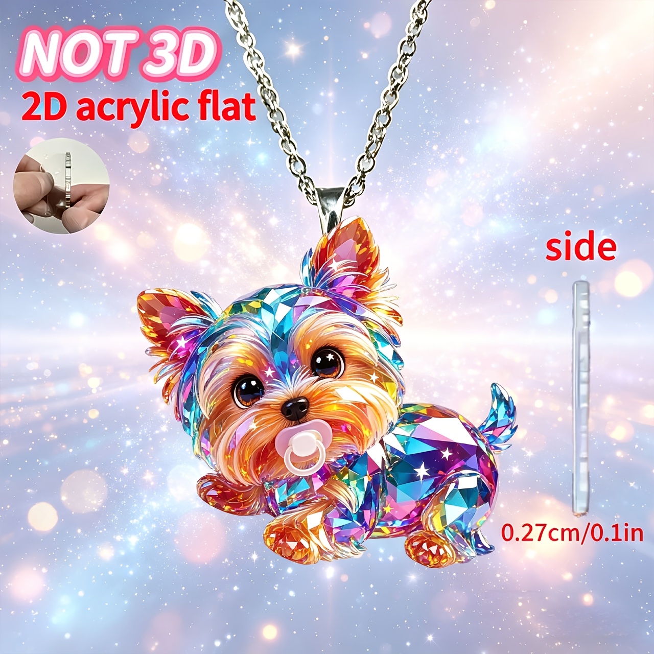 Women's 2D Acrylic Cute Puppy Pendant Necklace, Gift for Her