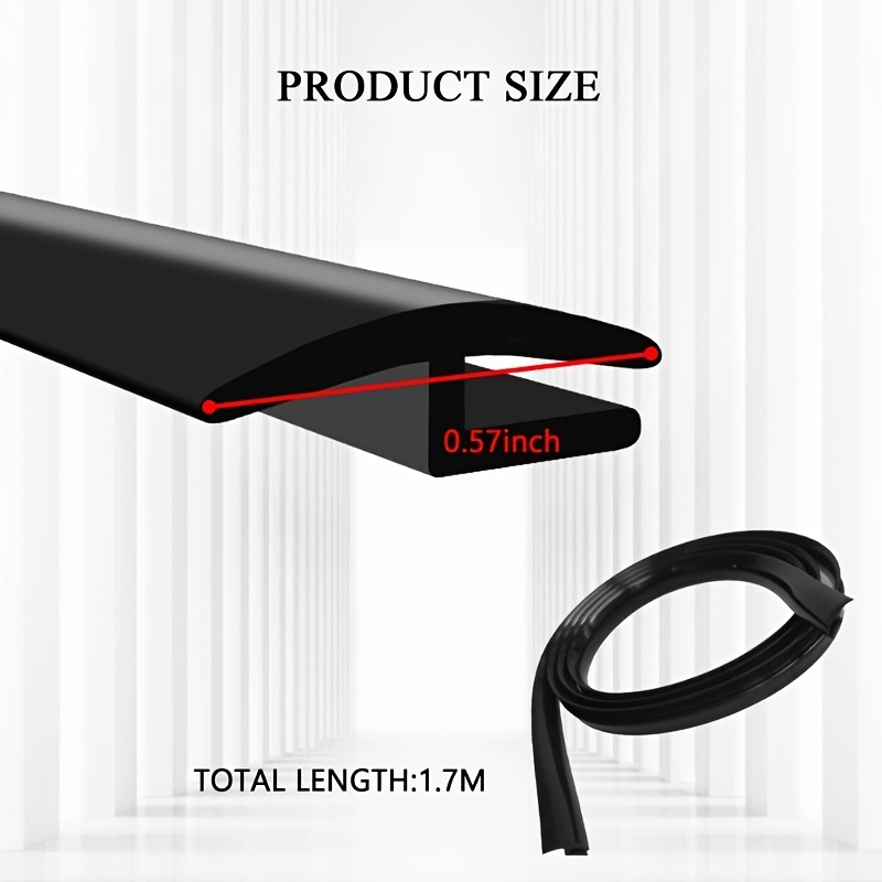 TEMU 1pc Of H-shaped Rubber Seal Strip For Car Windshields, Measuring 1.7 Meters Or 5.6 Feet. This Black Automotive Trim Is Designed For Front And