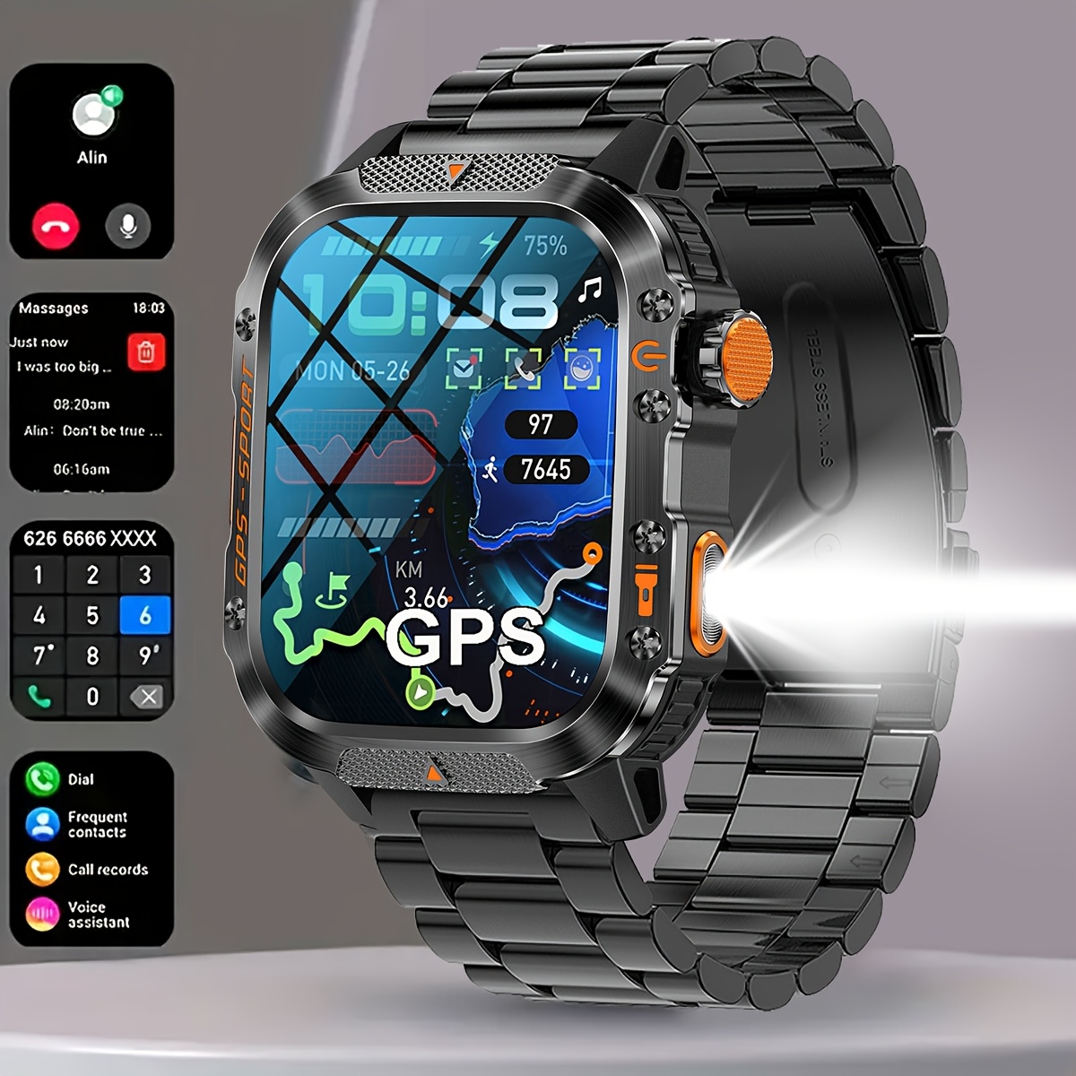 coiusors new gps mens outdoor sports smartwatch 2 01 inch features wireless calls mobile phone synchronization information   gps compass   pressure led flashlight sports tracking high quality   with   mobile phone systems and is a   on the wrist