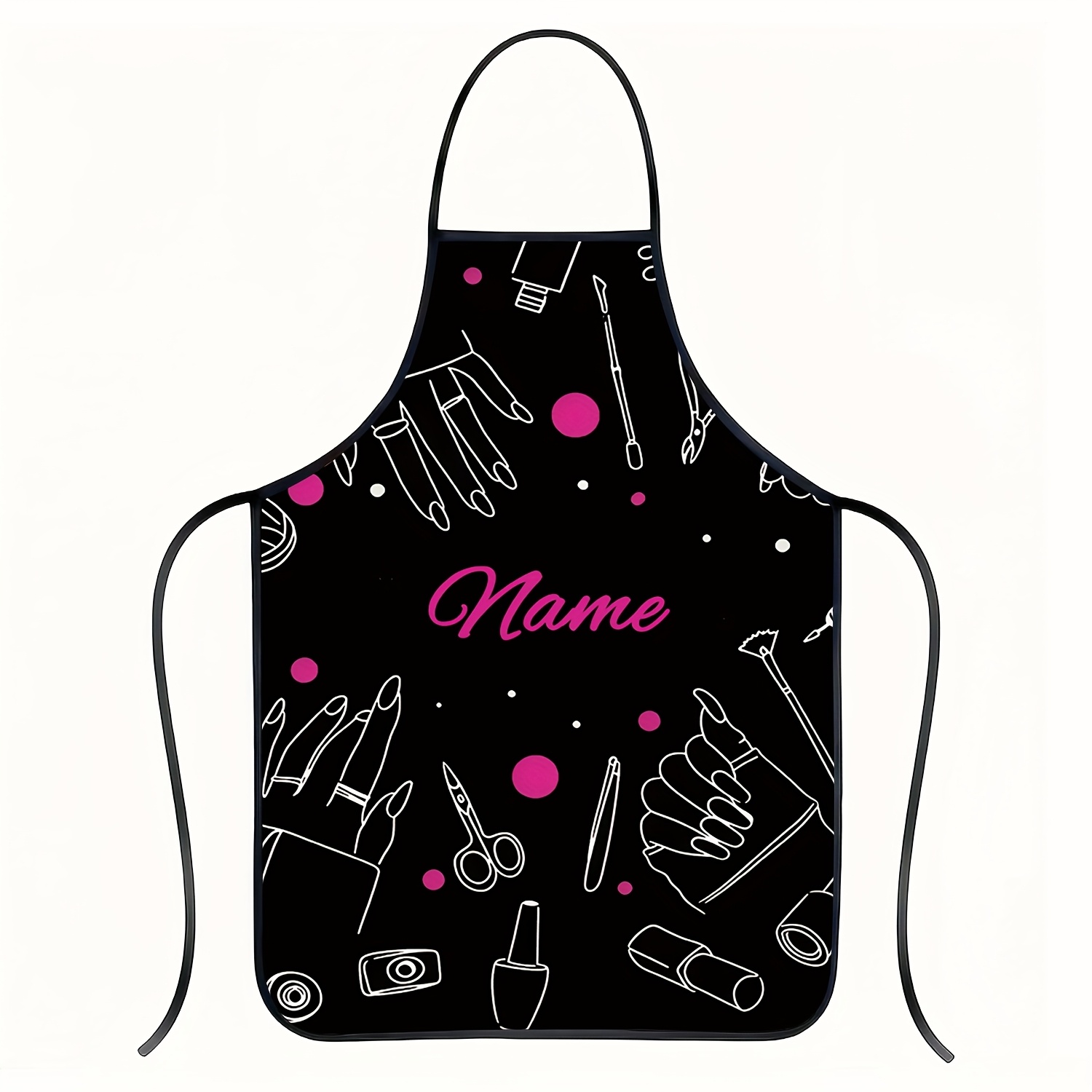 TEMU 1pc Customizable Name Handmade Nail Art Apron, Nail Design Printed Apron, Personalized Diy Apron, 150g/㎡ Thickened Polyester Fabric, Painting