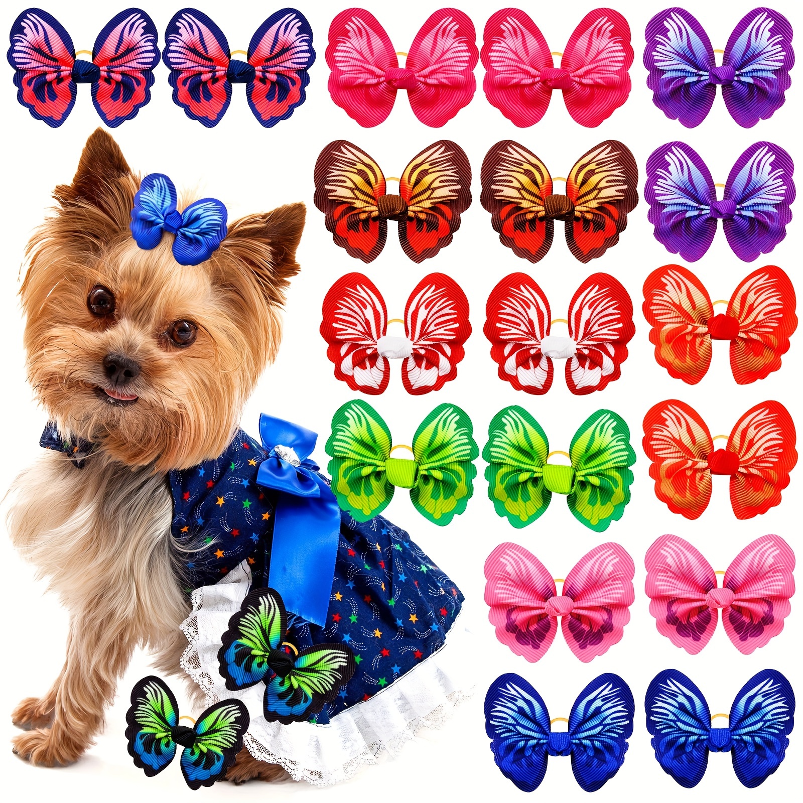 

20pcs Assorted Colors Premium Pet Butterfly Bows, Fashionable Dog Hair Accessories, Simple Cute Doggy Hair Clips, Easy-to-use Pet Grooming Decor