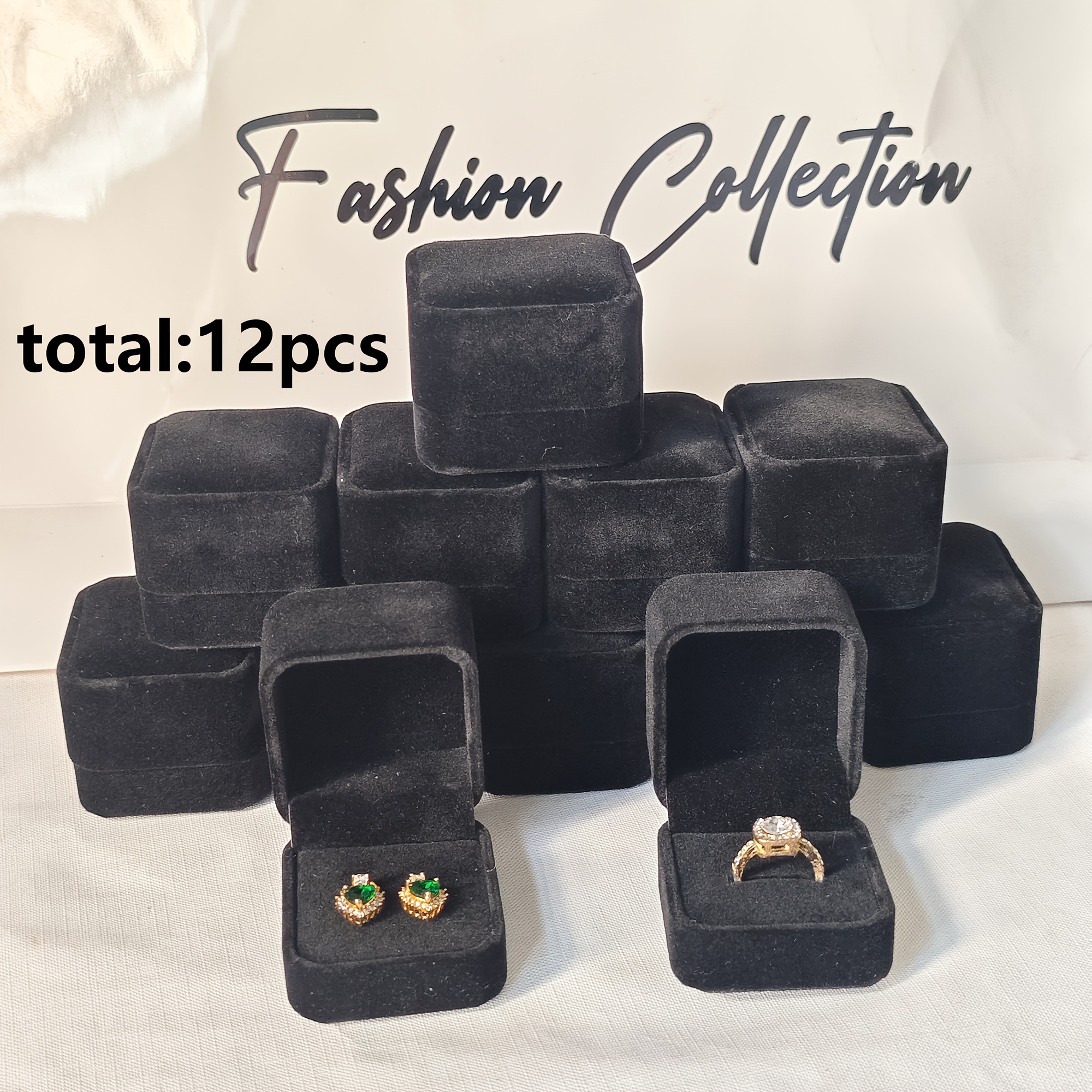 TEMU 12pcs Velvet Ring Box, High-end Elegant Jewelry Box, Jewelry Accessories Not Included