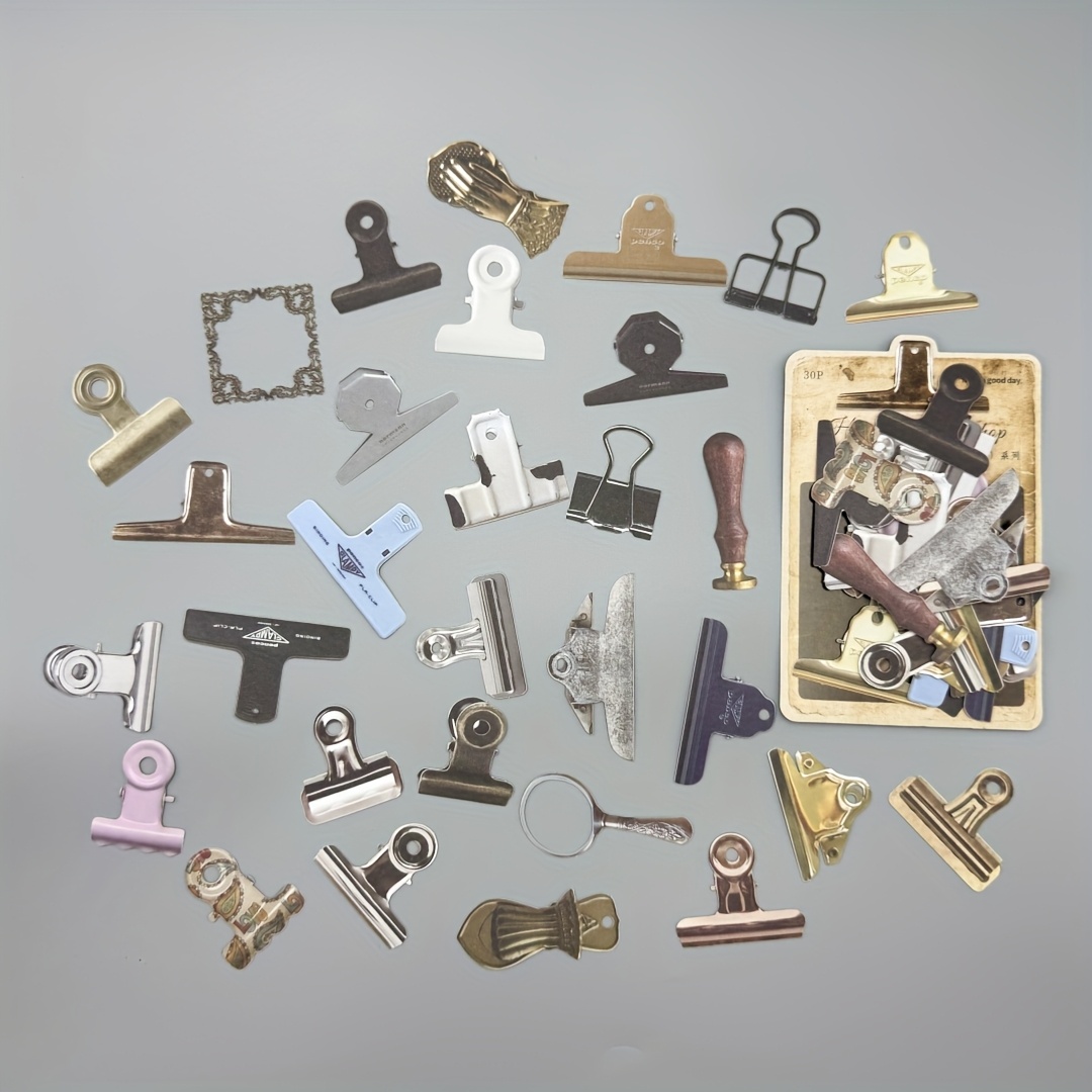 TEMU 30pièces Série d'atelier Clips de papier , matériaux pour magazines, découpe à froid - Fournitures de bureau