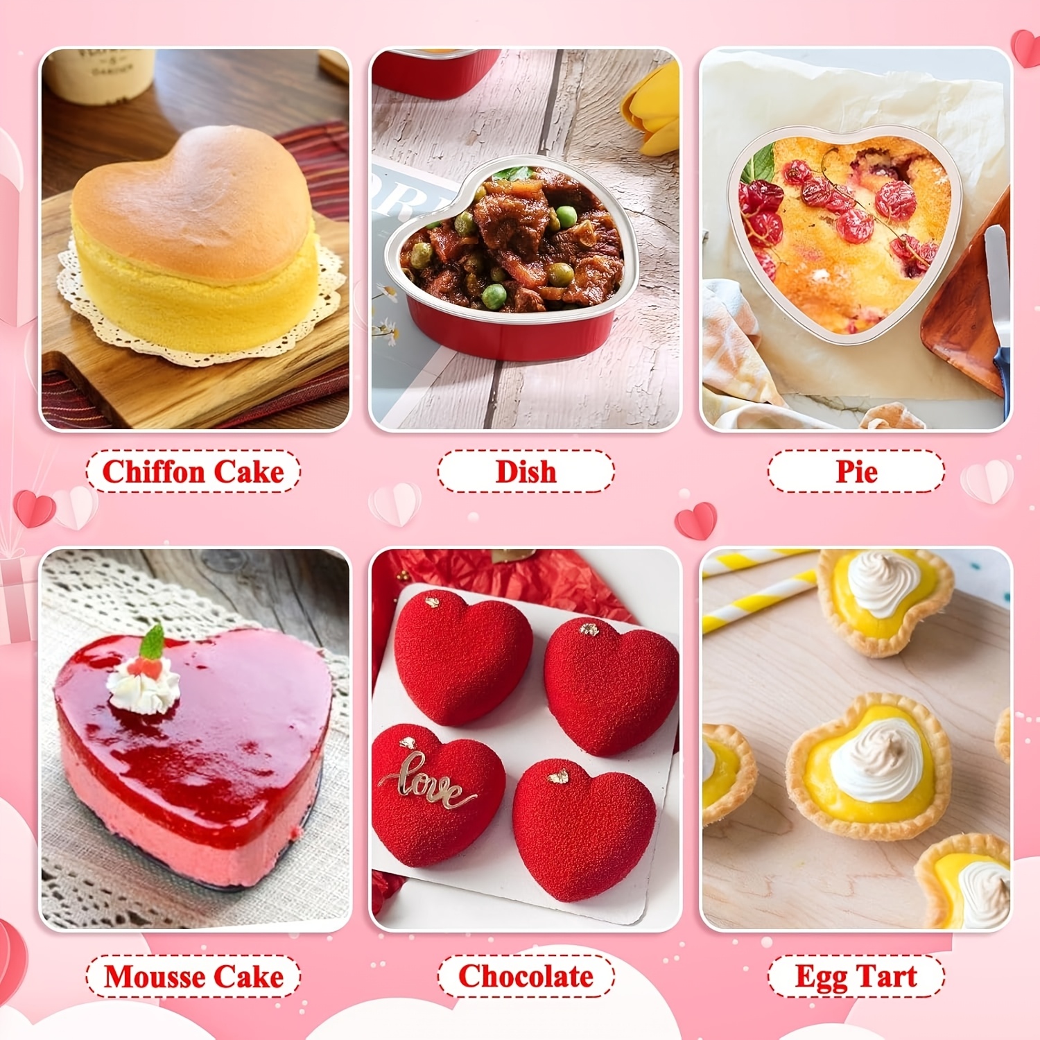 Baking Cups Heart Cupcake Pan Aluminum Foil Cake Pan Heart Shaped