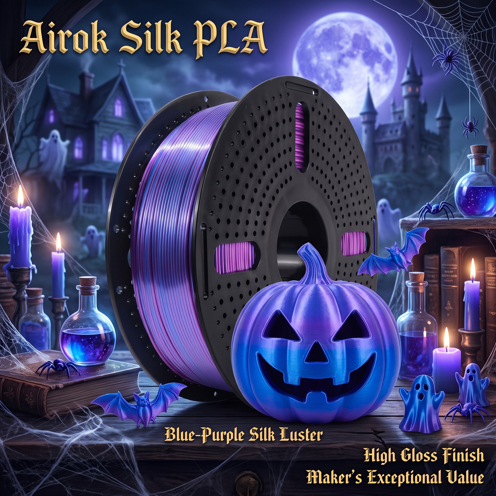 TEMU 2.2lb (1kg) Pla 3d Printer Filament - Blue Purple 1.75mm, High Gloss Finish, Low Warping, Works With 3/5/neo, Vacuum Packaging In Paper Boxes