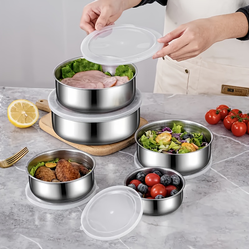5pcs Stainless Steel Food Storage Containers with Secure Lids - Reusable, Airtight Meal Prep Boxes for Camping, Picnics, School, and Summer Gatherings, Lunch Box Set