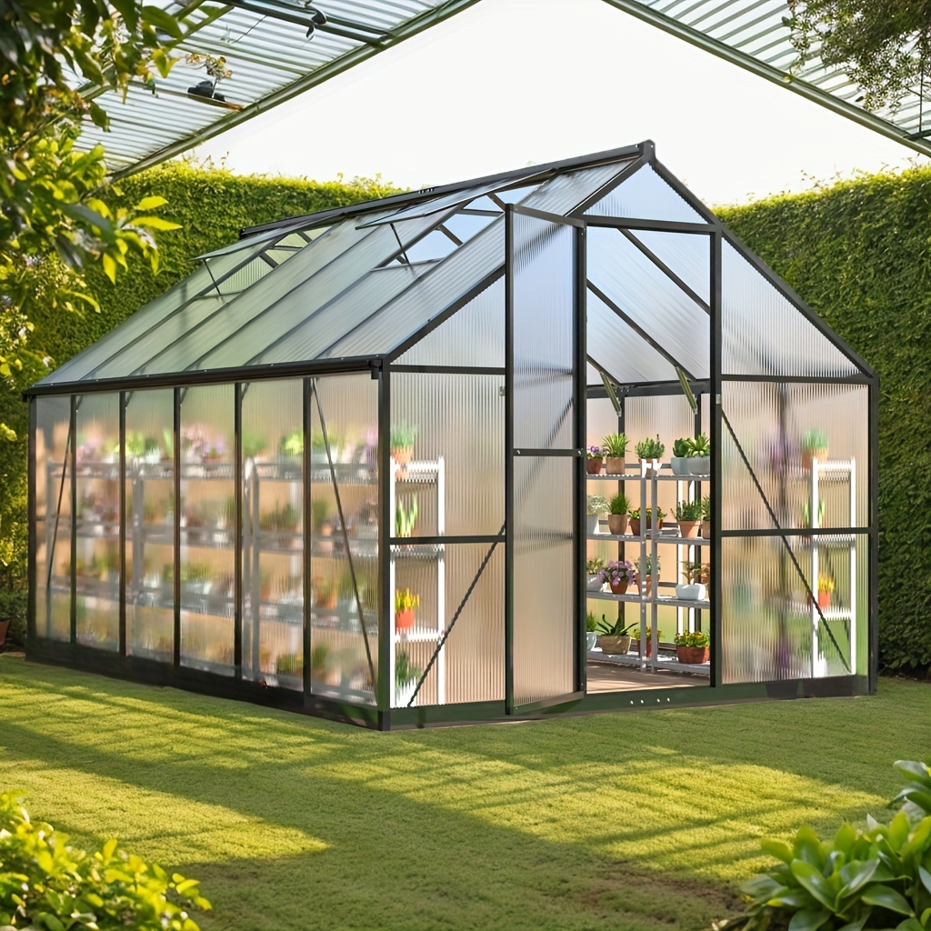 

Paitomax Quick Setup Greenhouse Polycarbonate & Aluminum Winter-proof With Windows Large Walk- Ideal For Backyard & Outdoor Gardening