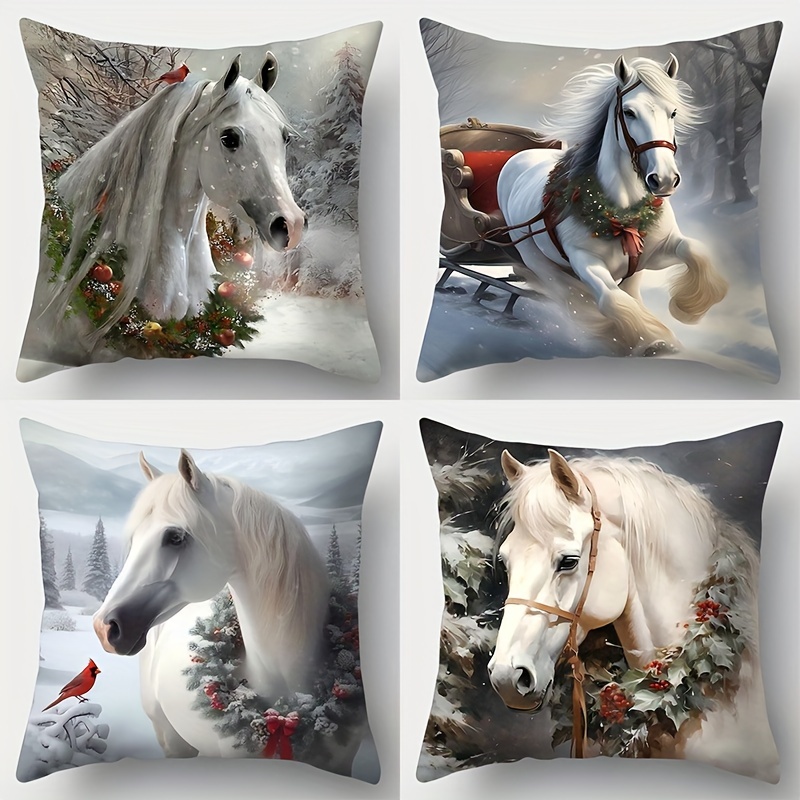 

Christmas Set Of 4, 17.7" X 17.7" Polyester , , Decorative Pillowcases For , Seasonal Decor - No