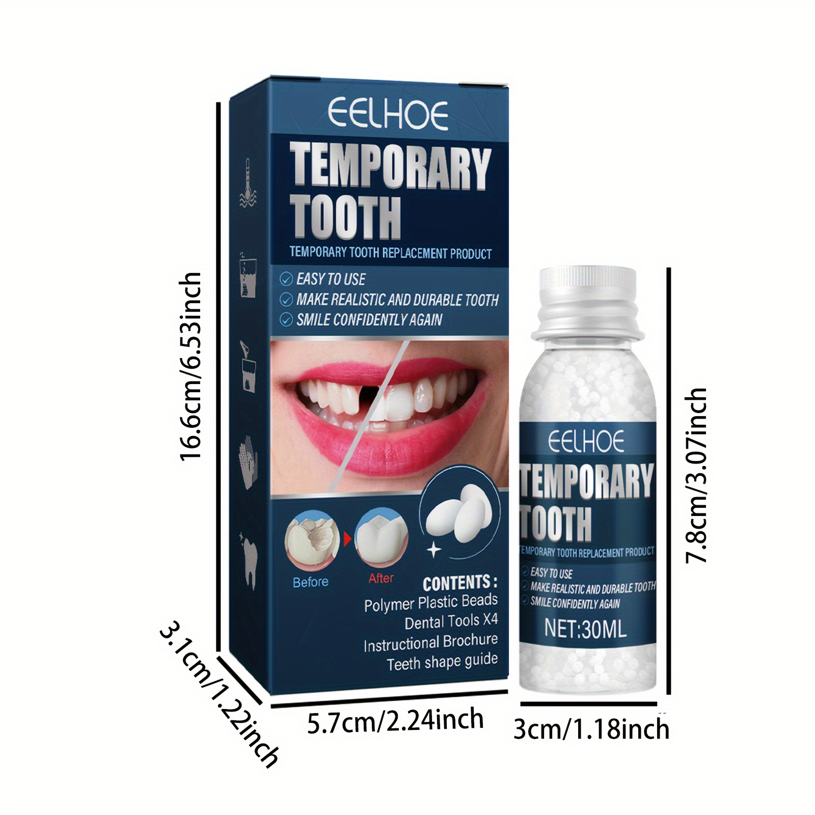 EELHOE False Teeth Solid Glue Temporary Tooth Repair Kit Moldable