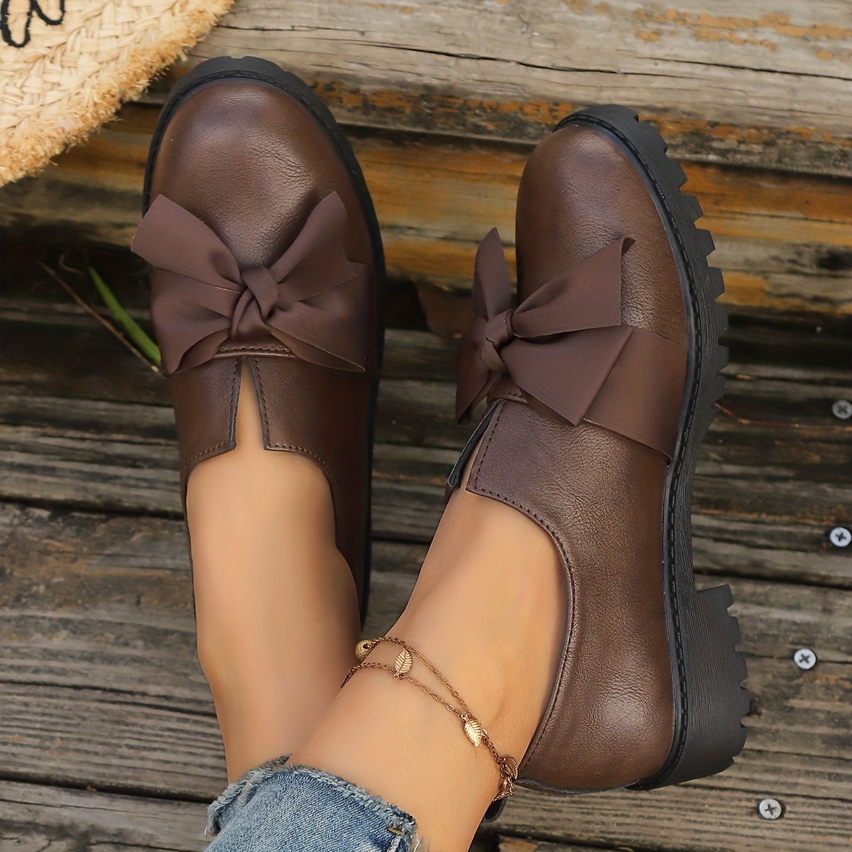 E-shop Einfache Schleife Slip-On, bequeme und modische Retro-Damen-Single-Schuhe, Dameschuhe