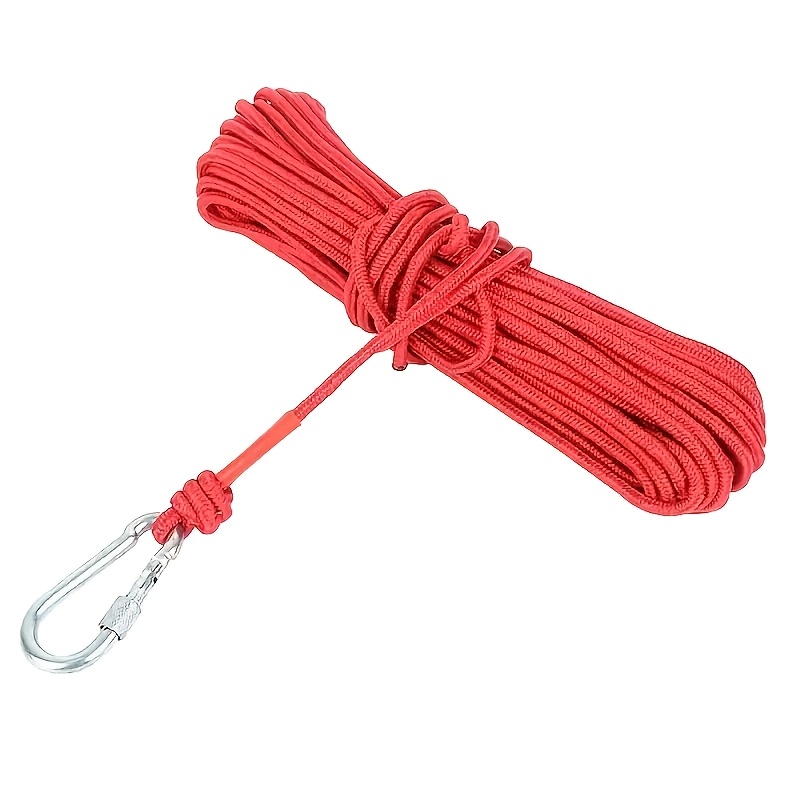 TEMU Set Of 2 (rope + Hook) Heavy-duty Fishing Rope - Red, Strong And Durable, Suitable For Securing Boating And Fishing Gear - An For Professional And Outdoor , Boating Additions, Sturdy Construction