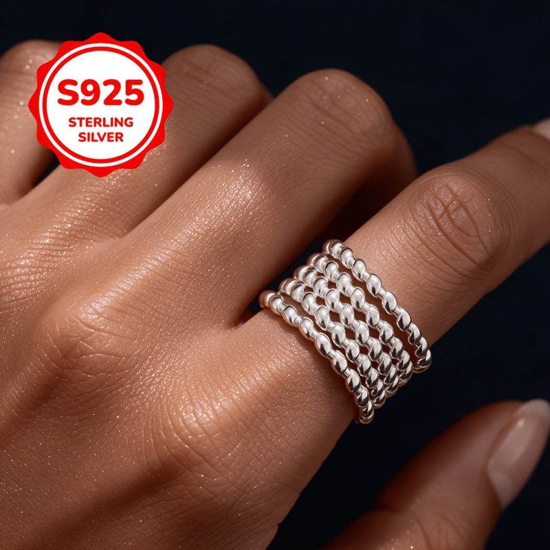 925 Silver Multi-Layer Braid Woven Adjustable Ring, Personalized Gift
